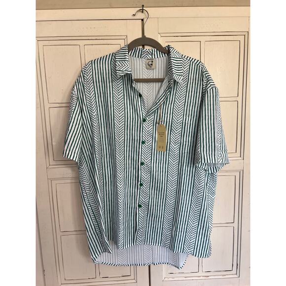NWT Hardaddy size XXL men’s button down shirt white & green - Picture 1 of 3
